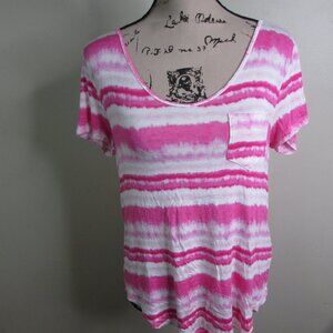 Hollister Must Have Collection Shirt S Pink White Tie Dye Short Sleeve